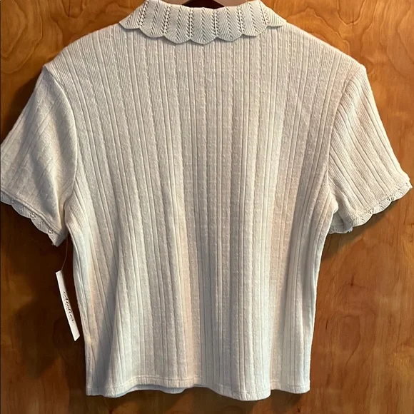 Atelier by Kirious Cream Ribbed Crop Polo Shirt - Picture 4 of 5